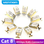 Vention RJ45 Connector Cat8 8P8C Modular Ethernet Cable Cat 8 FTP Head Plug Gold Plated 40Gbps Crimp Network Connerctor Cat8