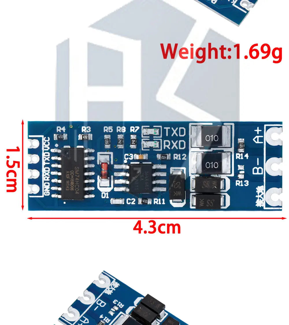 TTL-RS485 Bidirectional Converter Module: Serial UART Level Shifter with Auto-Flow Control – 3.3V/5V Power Supply