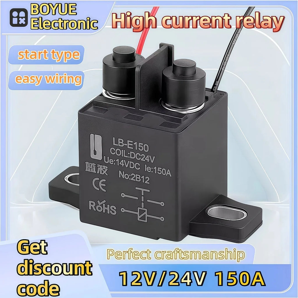 LANBOO New Product 150A Car Relay 12V/24V, High Current Car Starter Relay, Auto Power Relay