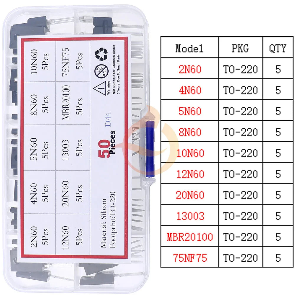 DIP SMD Mosfet Triode Thyristor PNP NPN Voltage Regulator Chip Transistor Assortment Kit SOT-23 TO-92 TO-126 TO-220 DIY Mix Set