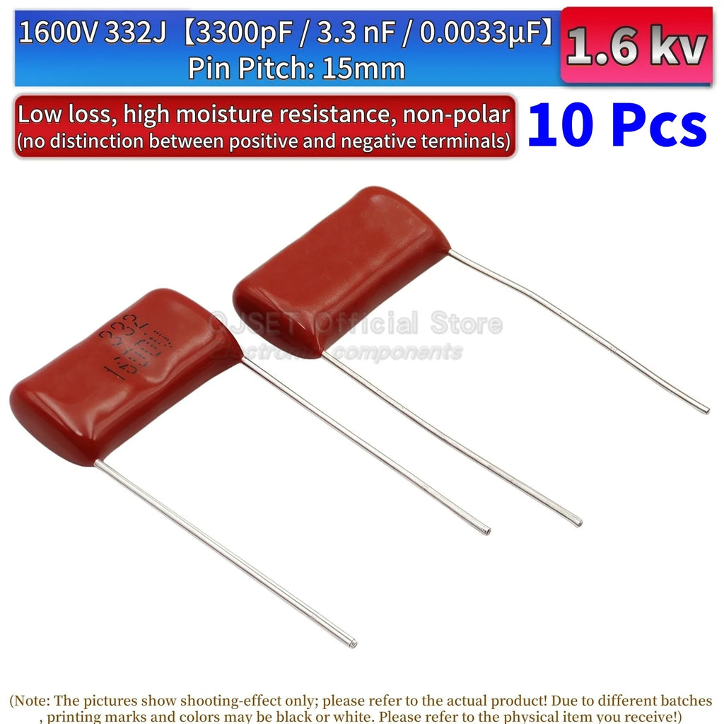 10Pcs CBB81 Metallized Polypropylene Film Capacitors High-Voltage 1.6 kV 1600 V 102j 104j 153 222 332 334 472 474 562 682J 0.1uf
