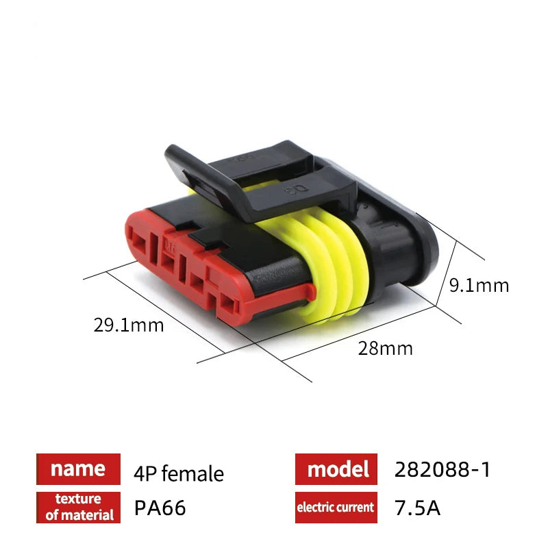 20/50/100Sets 1.5 Series AMP Automobile Connectors 1/2/3/4/5/6 Pin Super Seal Waterproof  Electrical Wire Connector PA66 Nylon
