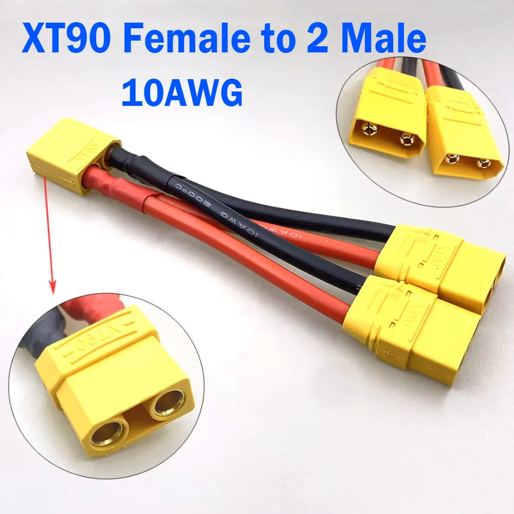 T Plug XT60 XT90 Parallel Battery Connector Male/Female Double Extension Cable Y-Divider/RC Battery Motor3-Way 10AWG 12AWG 14AWG