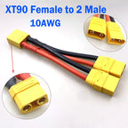 T Plug XT60 XT90 Parallel Battery Connector Male/Female Double Extension Cable Y-Divider/RC Battery Motor3-Way 10AWG 12AWG 14AWG