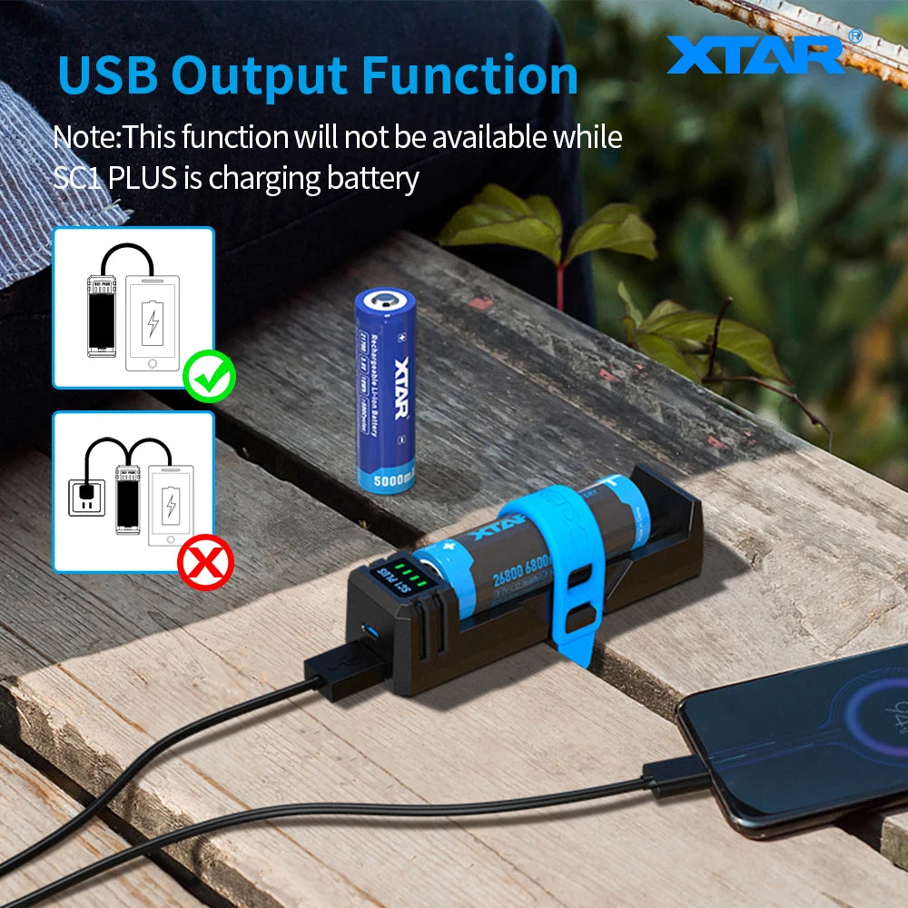 XTAR 26800 Battery Charger QC PD USB C 3A Fast Charging 21700 26650 26800 NiMH D Batteries 10W Power Bank 18650 Charger SC1 PLUS
