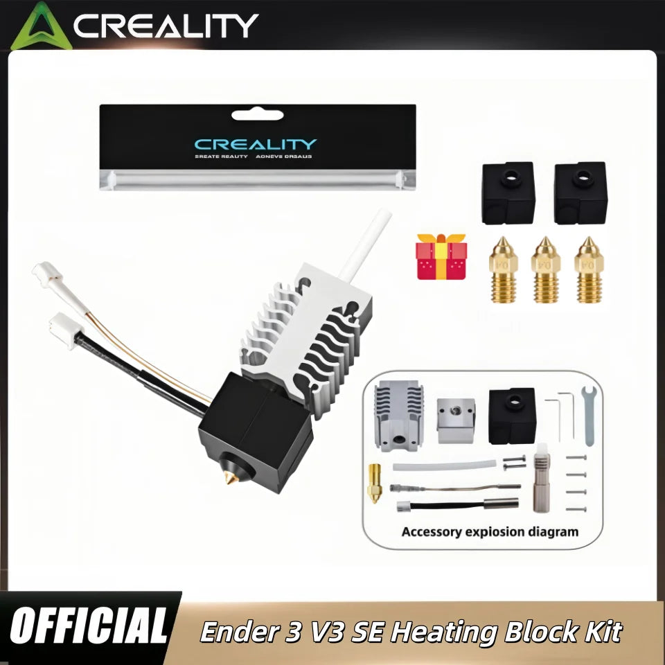 Creality Ender 3 V3 SE Hotend Kit, and Extruder Hotend Heater Block /Heatsink/Thermistor/Heating Rod Tube for Ender3 V3 SE