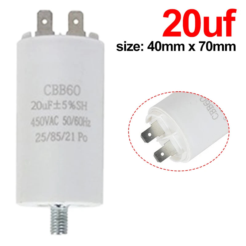 CBB60 Washing Machine Pump Starting Capacitor:4uf,5uf,6uf,8uf,10uf,12uf,14uf,15uf,20uf,25uf,30uf,35uf,40uf,45uf,50uf,60uf 450VAC