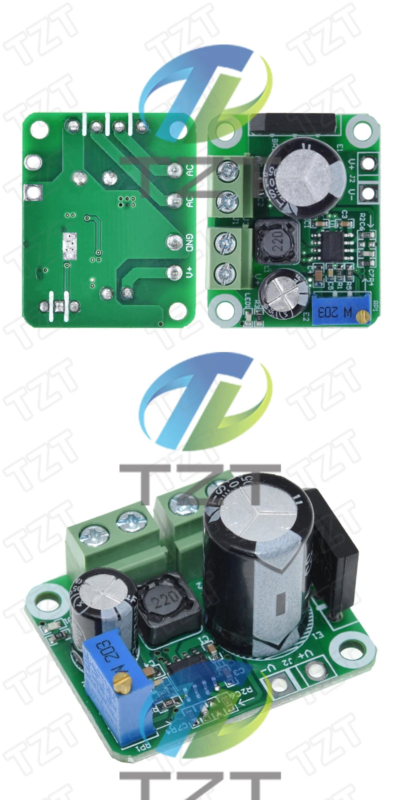 TZT AC-DC Buck Step-down Converter Adjustable Power Supply Module 2A AC 5-20V DC 5-32V Output 3.3-18V Regulated Rectifier Filter