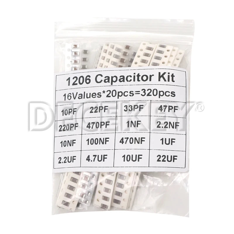 36Values 1pF-10uF Electronic Capacitor Set 1206 SMD Ceramic Capacitors Assortment Kit 22PF 47PF 22NF 100NF 2.2UF 4.7UF 0603 0805