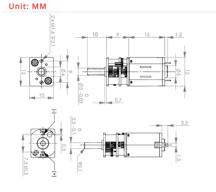 1pc DC 3V/6V/12V N20 Mini Micro Metal Gear Motor with Gearwheel DC Motors 30/50/60/100/150/200/300/500/1000RPM