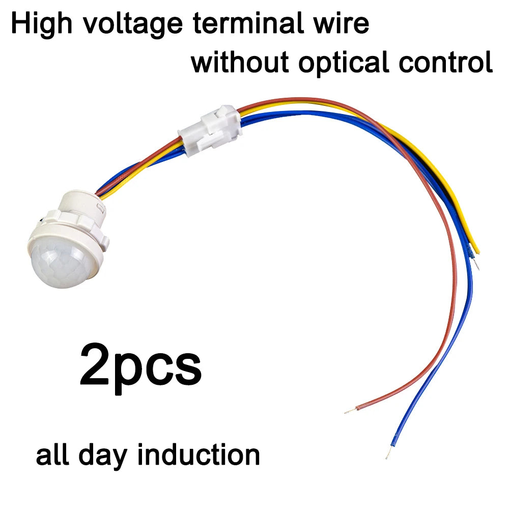 2PCS Automatic Sensor Light Switch LED Human Body Sensor Infrared Sensor Detection Infrared PIR Probe LED Body Sensor Switch