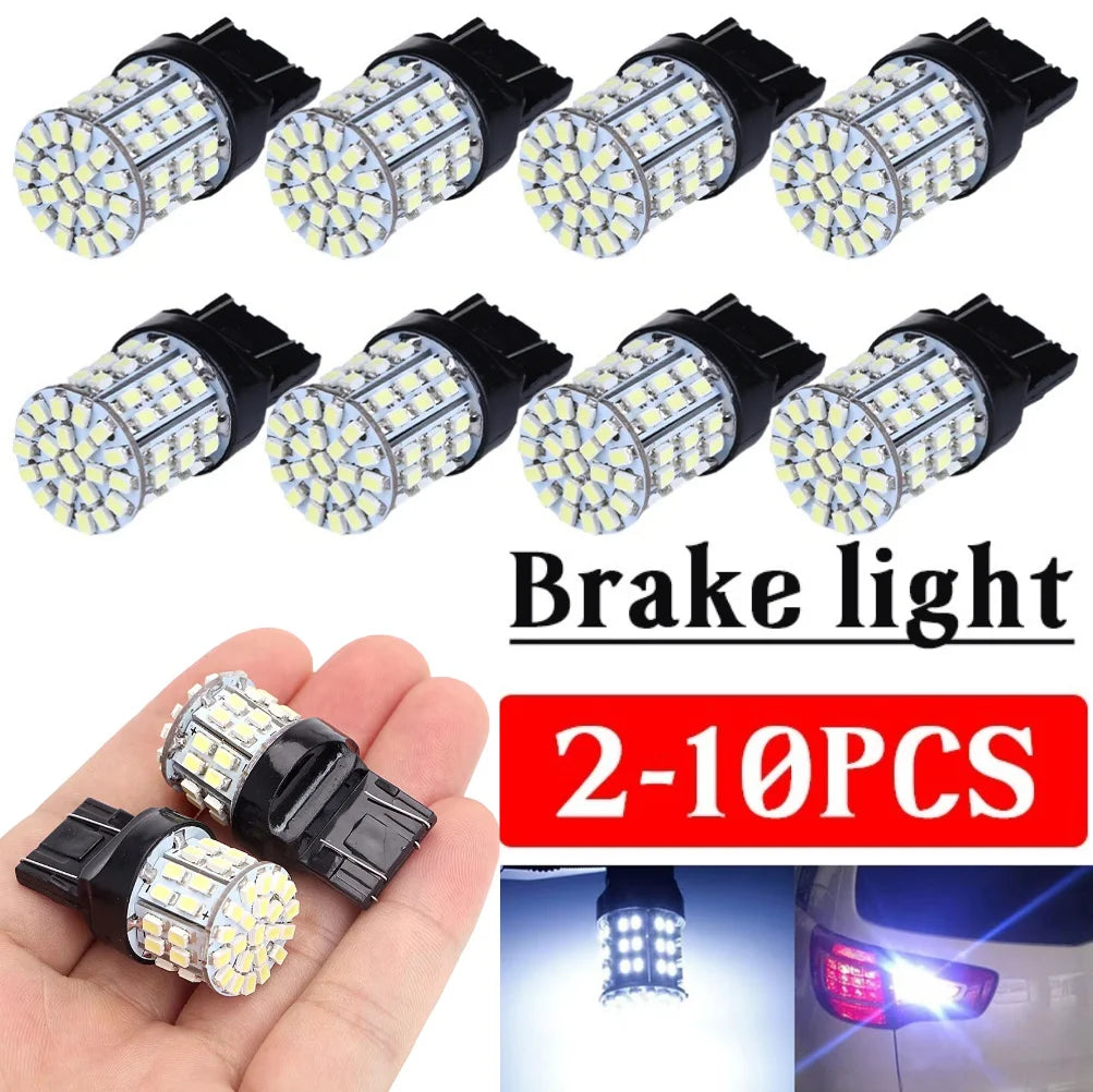 10-2pcs T20 W21W 7443 7440 LED 64-SMD 1206 LED for Car Bulbs 12V Brake Signal Lamp Brake Reverse Parking Light 64-SMD White