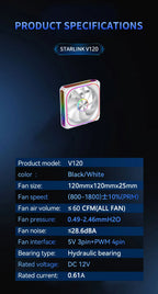 V360/120 ARGB Computer Case Cooling Fan, Infinity Mirror Series/CD pattern/Hydraulic bearings Integrated cooling fan