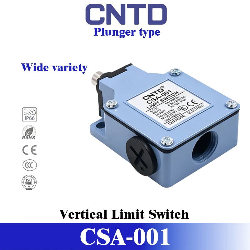 CNTD CSA-001 CSA-003 Series Industrial Vertical Limit Switch IP66 Waterproof Zinc Alloy Double Circuit 12 Actuator Types