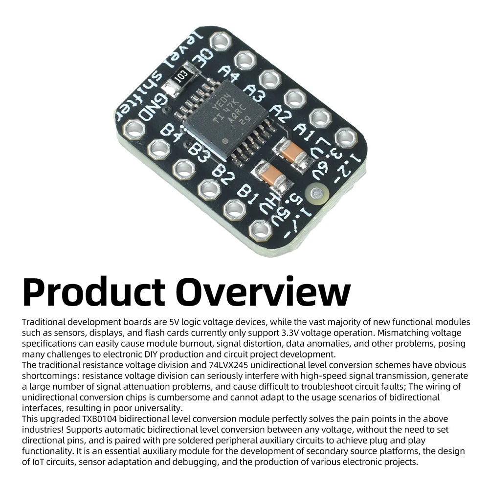 Txb0104 4-channel Bidirectional Logic Level Shifter Module Auto Direction Sensing 3.3v/5v Logic Converter For Diy Circuit