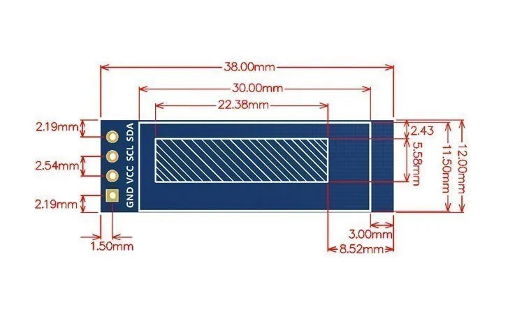 0.91 Inch 128x32 IIC I2C White / Blue OLED LCD Display DIY Module SSD1306 Driver IC DC 3.3V 5V 