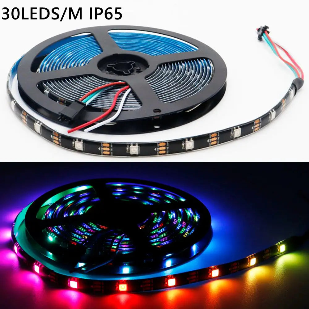 WS2812B Individually Addressable Led Strip light WS2812 5050 RGB Smart Pixels Led Light 30/60/74/96/144leds/m IP30/65/67 DC5V