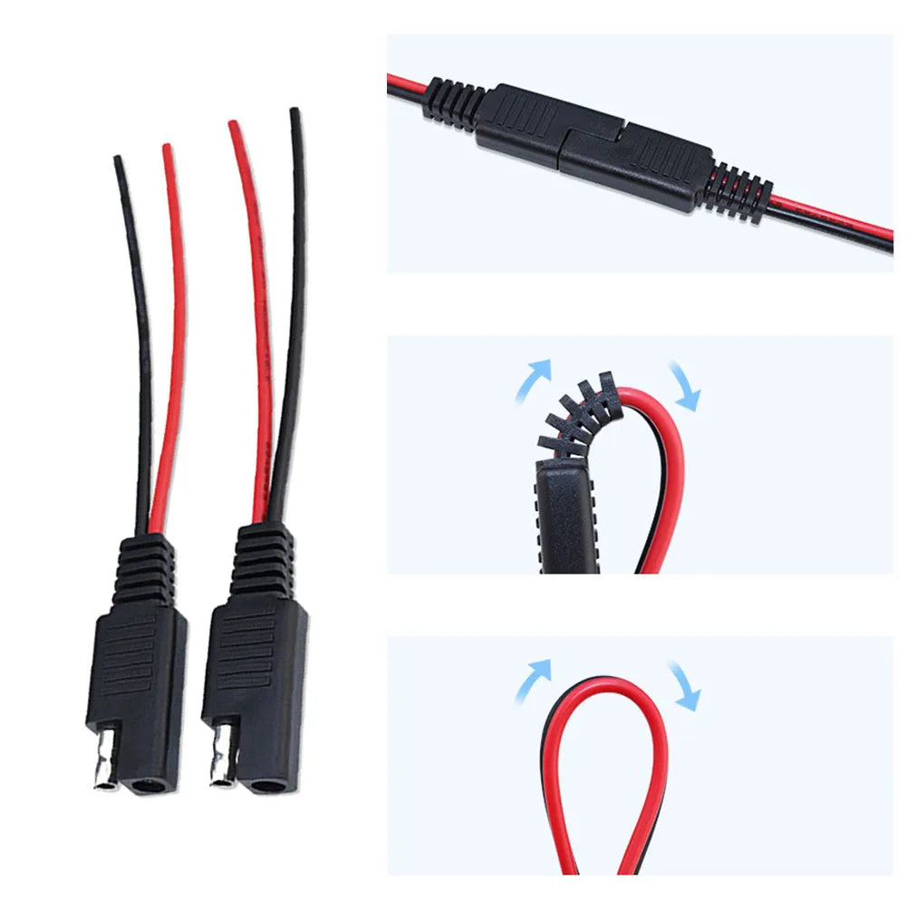 Cable Single-ended Cable SAE Extension Stable Current Solar Panel Connectors Battery Connector Package Includes