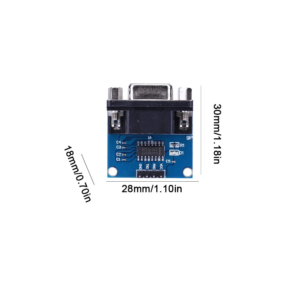 1-10PCS MAX3232 RS232 to TTL Serial Port Converter Module TX RX VCC GND Female DB9 Connector 3.3V-5.5V MAX232 Flashing Board