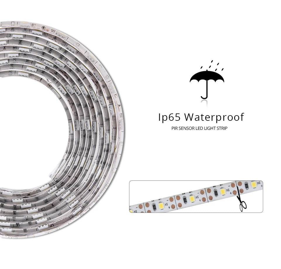 12V PIR Motion Sensor LED Strip Lights Auto On/Off Stair Wardrobe Closet Kitchen Backlight 1M-5M Human Infrared Sensing LED Tape