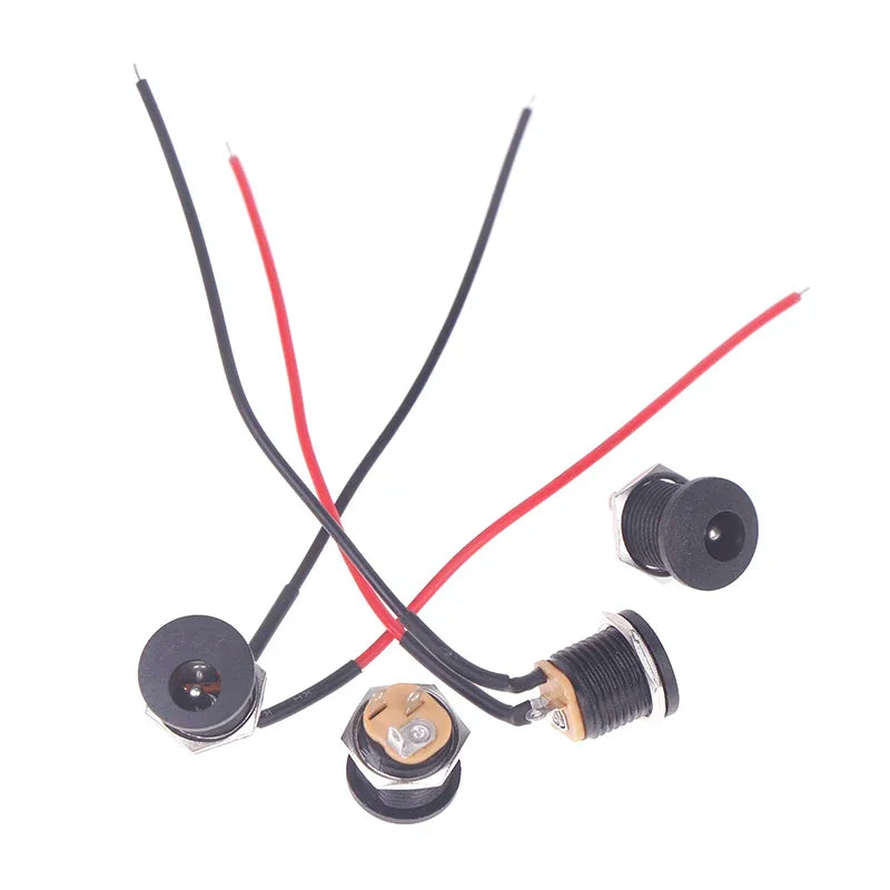 5/10pcs 5.5 X 2.1mm 5.5*2.5mm Convenient Snap Type DC Power Jack Socket Female Panel Mount Connector Port