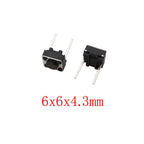50Pcs 6x6mm Tactile Tact Micro Mini Push Button Switch PCB Panel Momentary Self-reset DIP 2 Pin Tact Switch 6x6x4.3/5/6/7/8/9mm