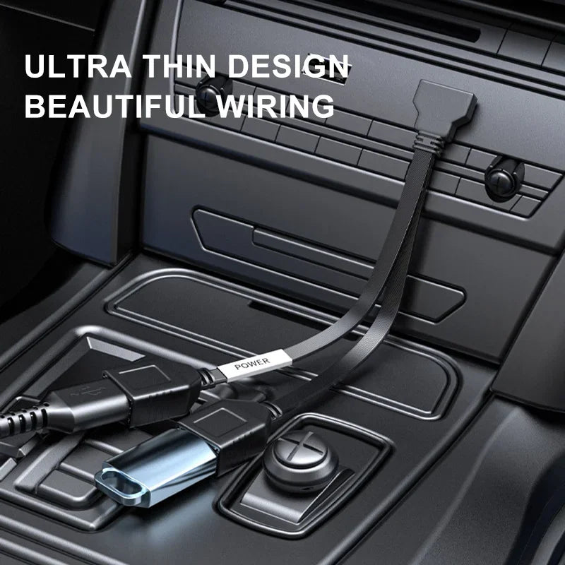65W USB 1 to 2 Fast Charging Elbow Computer Extension Cord Flat Data Cable Mobile Phone Car Expander Carplay Splitter 10/20cm