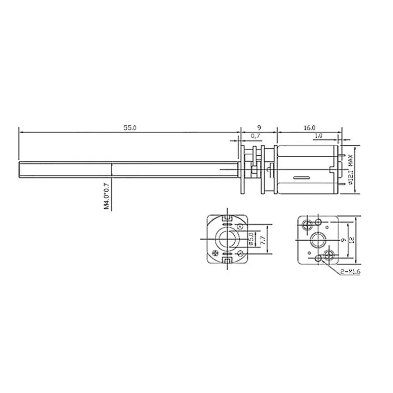 DC 3V 6v  gear motor N20 long shaft screw motor M4-55 threaded rod low speed metal Electric motor Smart car