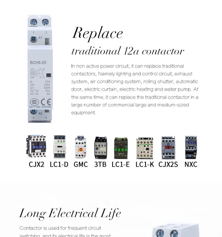 Contactor 220V Contactore Bobina Rele 230V 24V Y Nc Din Rail Household Modular 2No 2Nc 1No 240V 2P 110V Vac Silence Relai
