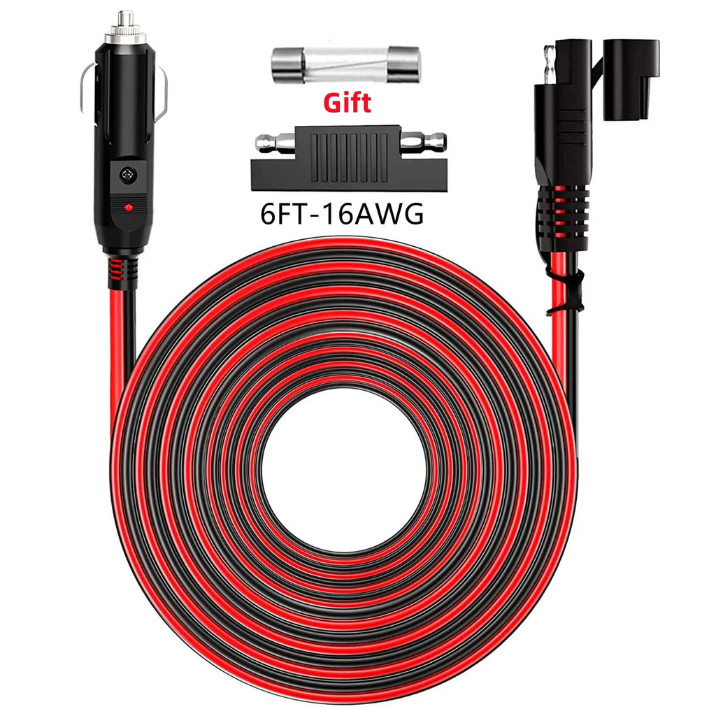 12/24V SAE to SAE Extension Cable Quick Connector Harness SAE Connector, with SAE Polarity Backup Adapter and 15A Backup Fuse