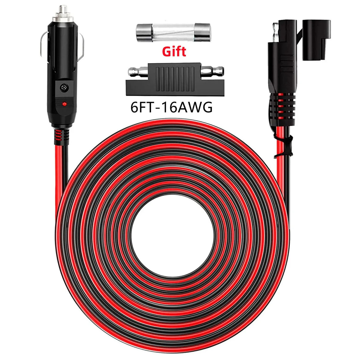 12/24V SAE to SAE Extension Cable Quick Connector Harness SAE Connector, with SAE Polarity Backup Adapter and 15A Backup Fuse