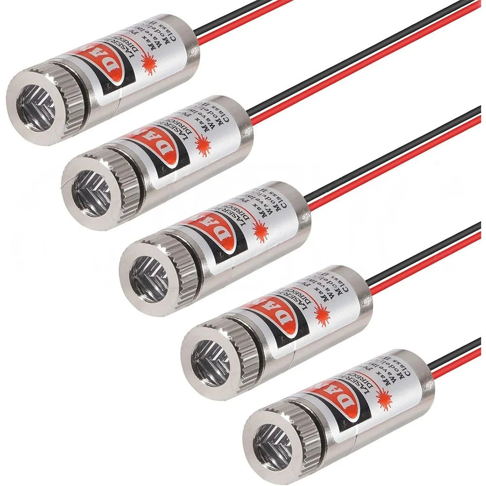 1-10 650nm 5mW Red Point /Line/Cross Laser Module Head Glass Lens Focusable Focus Adjustable Laser Diode Head Industrial Class