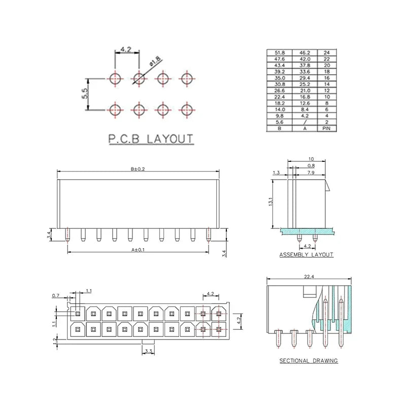 5Sets Molex 4.2mm Automotive Wire Connectors Plug 5557 Series RA Wafer Female Terminal 2-24P Housing for Electrical Wiring