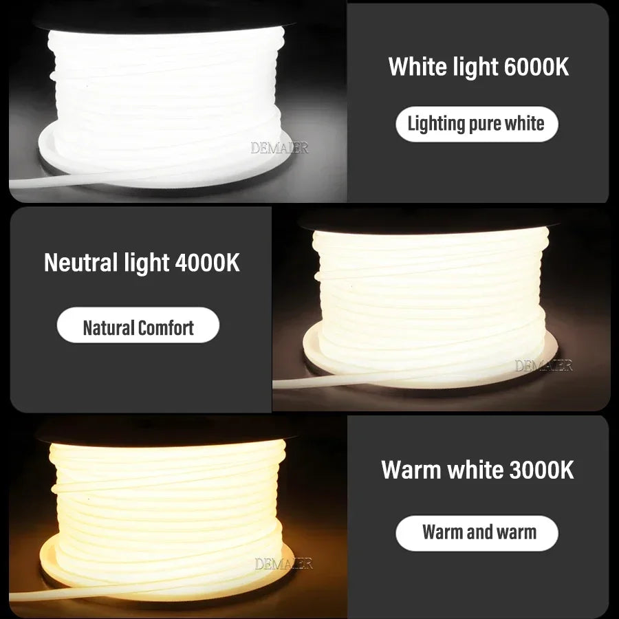 1M-50M 220V COB LED Strip Dimmable 360LEDs/m EU Plug Kitchen Home Room Decoration Flexible Ribbon for Outdoor Garden Lighting