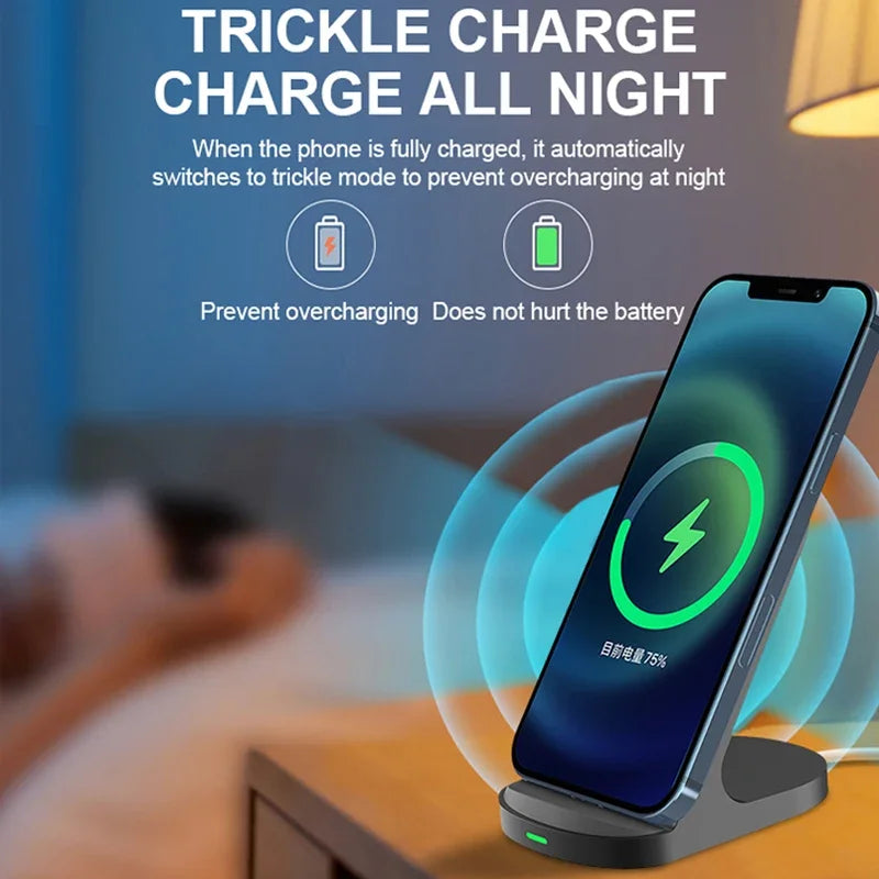 Fast 10W 15W Wireless Charger Stand for iPhone 15 14 13 12 11Pro Samsung Galaxy S24 S23 S22 S21 Note Redmi Charging Dock Station