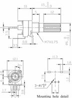100PCS RK097 Precision Linear Potentiometer Vertical Single Link Shank 15mm D axis B2K B10K B20K B50K B100K B500K B1M