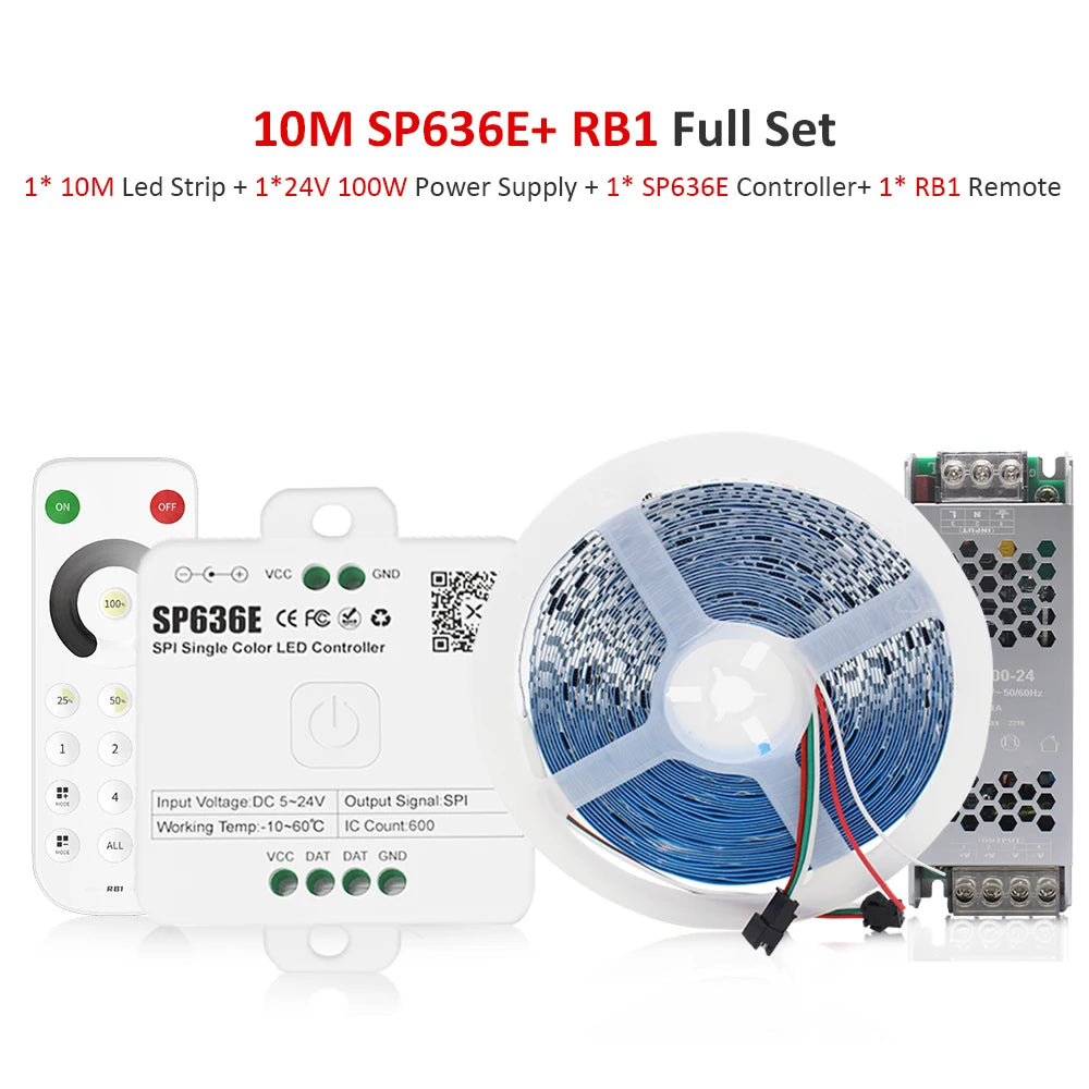 24V WS2811 Running Water Flowing Led Strip Light 2835 10M 15M 20M Horse Race Tape Lamp with SP636E BanlanX App 2.4G Controller