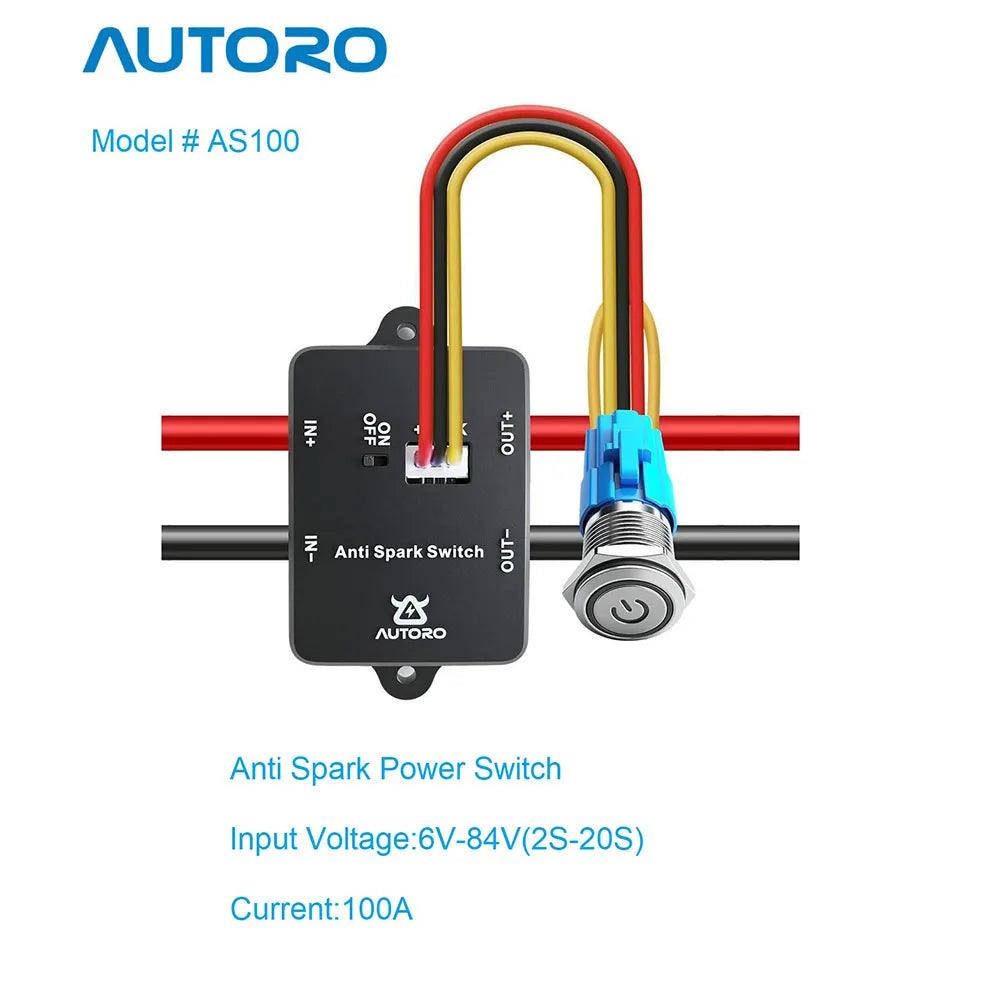 Autoro AS100 Anti Spark Power Switch 100A 84V DC – XT90 Connector for ESC Electric Skateboard Scooter RC Car Boat E-Bike,etc