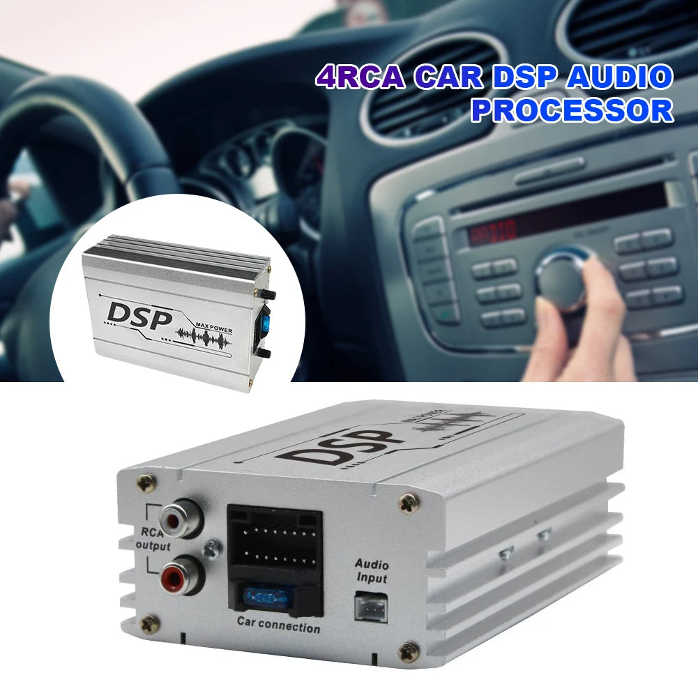 4 In 6 Out  Car Audio DSP with Smartphone App Control Adjustable Bass Treble USB Digital Sound Signal Processor W/ Power Cord