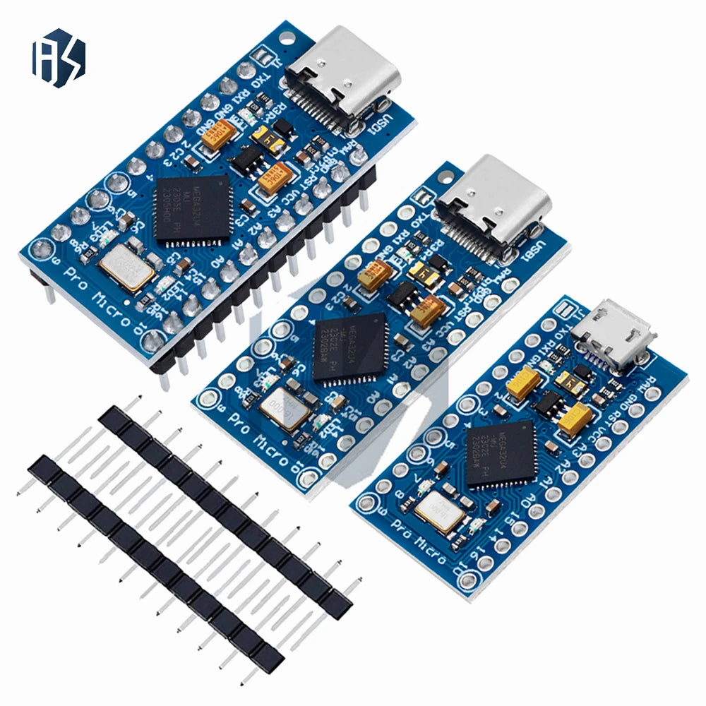 Pro Micro ATmega32U4 5V 16MHz Replace ATmega328 For Arduino TYPE-C  With 2 Row Pin Header For Leonardo Mini Usb Interface Pro