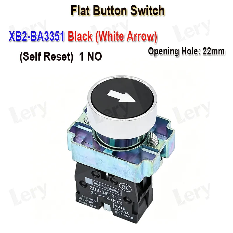 1Pcs XB2-BG21 XB2-BA31 XB2-BS54 22mm Knob Key Start Inching Power on Button Switch Self Reset Small Mushroom Head Emergency Stop