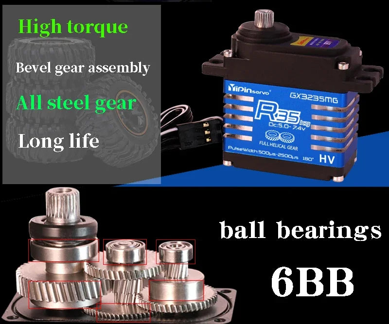 Waterproof IP68 Motor 35KG All Steel Helical Gear Digital Servo For RC Accessories 1/8 1/10 Remote Control Toy Car Robot Crawler