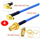 1PCS SMA to MMCX RG405 Cable RP-SMA/ SMA Female to MMCX Male Straight/ Right Angle 90° Plug High Frequency RG-405 086 Jumper