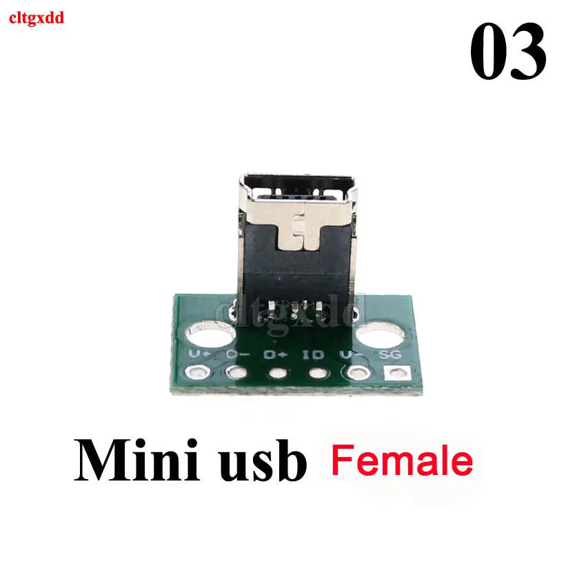 1pcs Micro Mini USB Type C USB 2.0 3.0 Male Female PCB Connector 90 Degree Data Charging Cable Jack Test Board with Pin Header