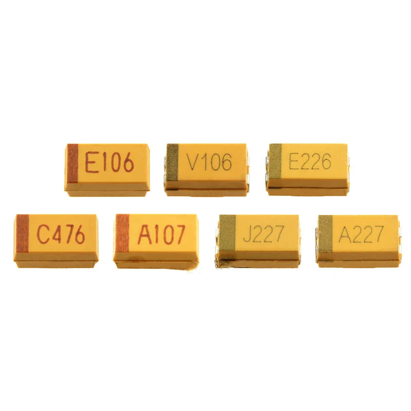 10PCS A B C D Case Tantalum Capacitor 6.3v 10v 16v 25v 35v 104 105 106 107 157 224 225 226 227 336 337 475 476 686 1uF 10uF 22uF