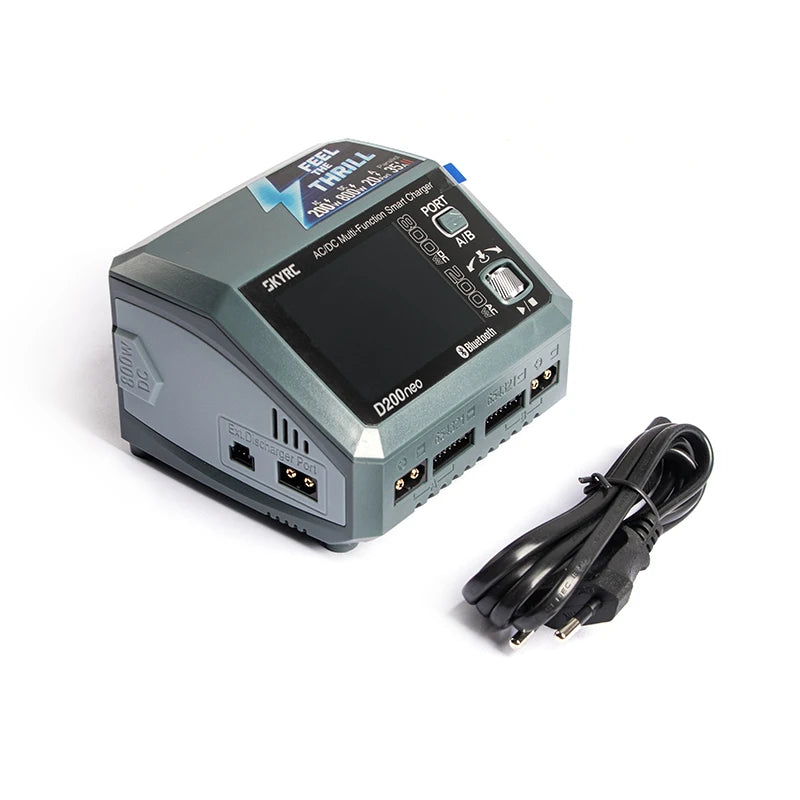 SKYRC D200neo AC 200W DC 800W Dual-Power Smart Charger 1-6S Lipo Li-ion LiFe Pb Battery Balance Charger Discharger w/ LCD Scree
