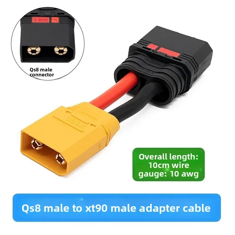 QS8 Female To XT90 Female Adapter Cable, 10AWG Anti-Spark Conversion Wire for RC Models