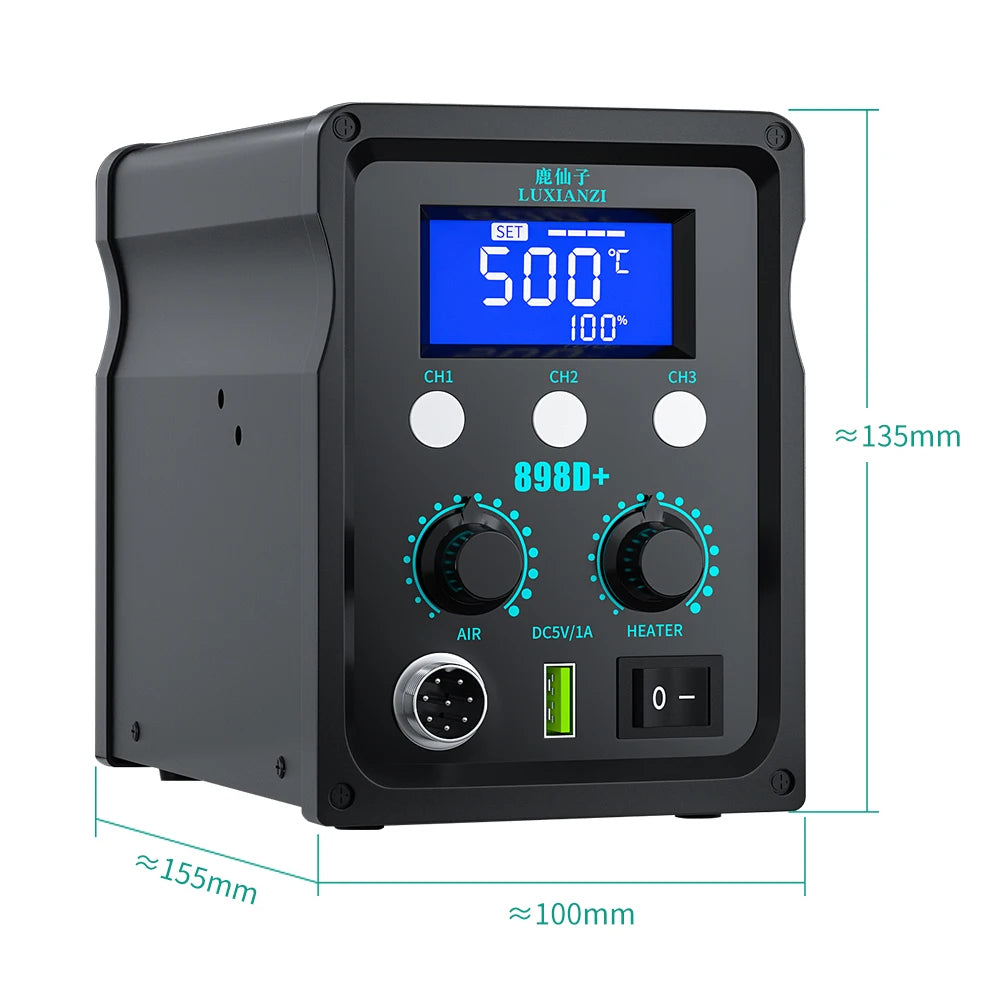 LUXIANZI 8589D+ 2 IN 1 Hot Air Gun Soldering Station With LED Digital Display For BGA PCB IC Repair Tool SMD Rework Station