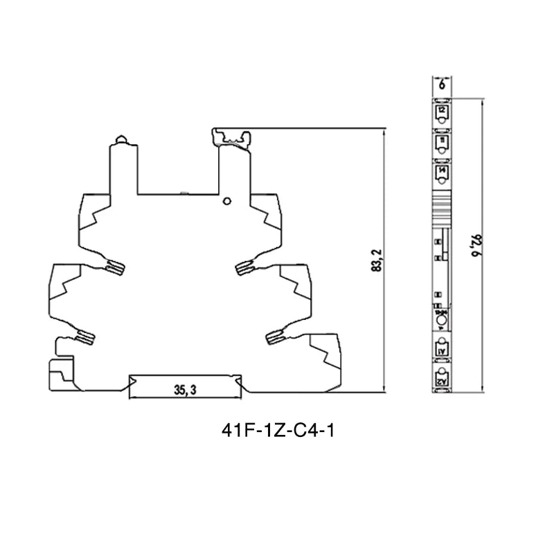 Din Rail Slim Relay Module 41F-1Z-C4-1 Integrated PCB Mount Power Relay With Relay Holder  Relay Socket 6.2mm
