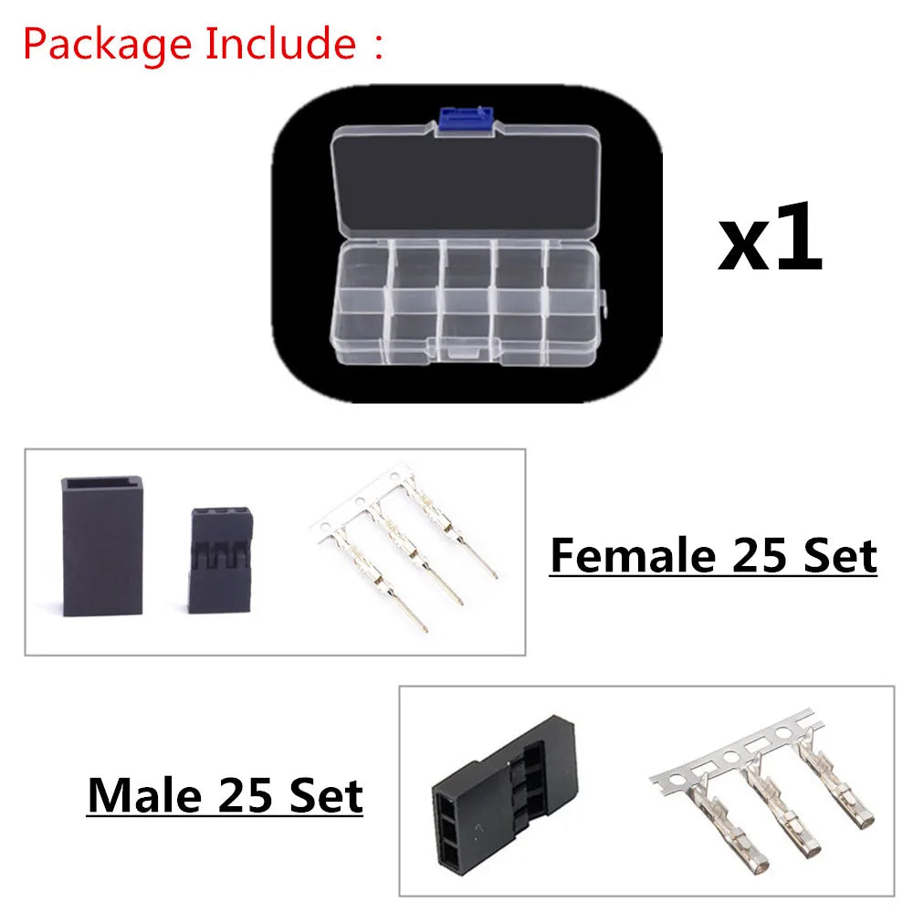 50PCS DIY Servo Extension Cable JR/Futaba Connector Male/Female Plug with 2.54 Terminal for RC Robot Airplane Car Servo ESC